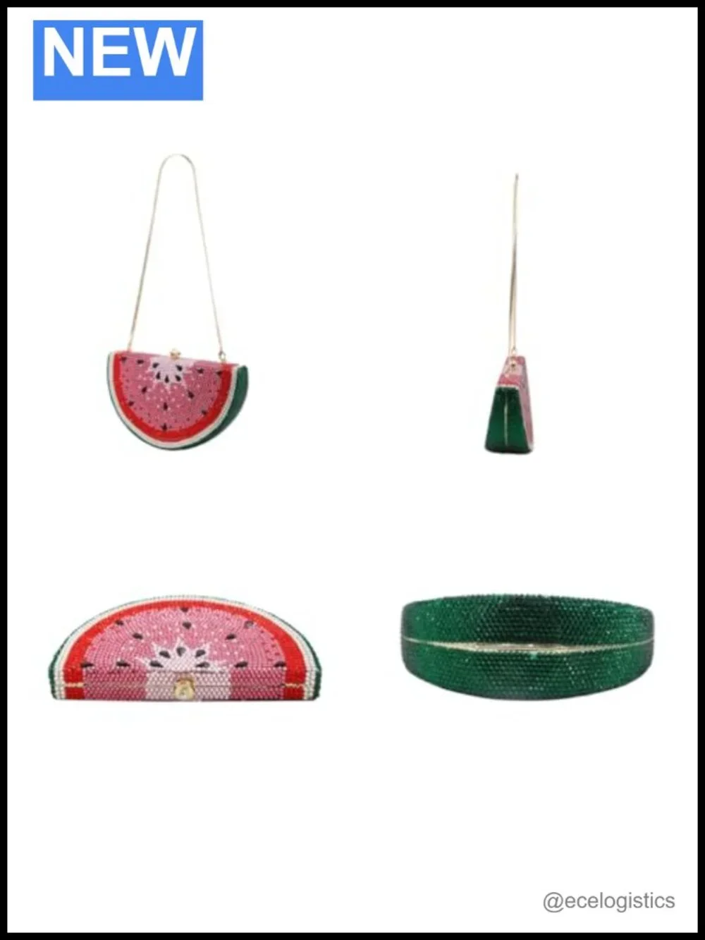 Rhinestone Watermelon Evening Clutch Glitter Crystal Party Banquet Purse